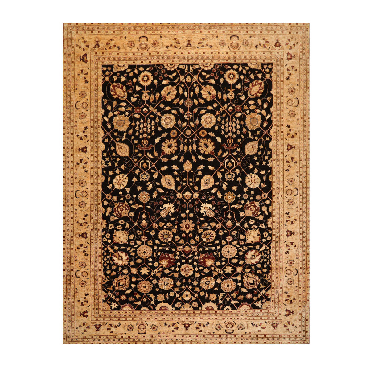 9x12 Brown, Caramel, Beige Color Hand Knotted All-Over 100% Wool Traditional-Persian/Oriental Oriental Rug