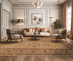 8x10 Beige, Brown, Sage Color Hand Knotted All-Over 100% Wool Traditional-Persian/Oriental Oriental Rug