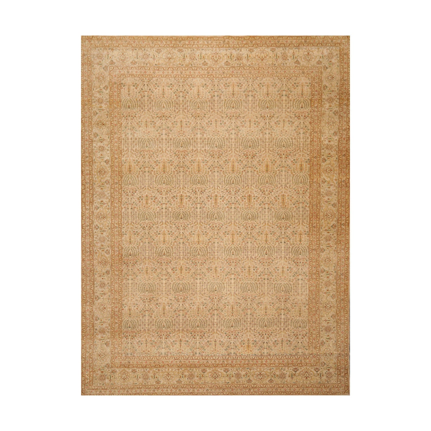 9x12 Beige, Tan, Rust Color Hand Knotted All-Over 100% Wool Traditional-Persian/Oriental Oriental Rug