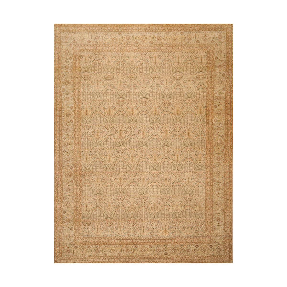 9x12 Beige, Tan, Rust Color Hand Knotted All-Over 100% Wool Traditional-Persian/Oriental Oriental Rug