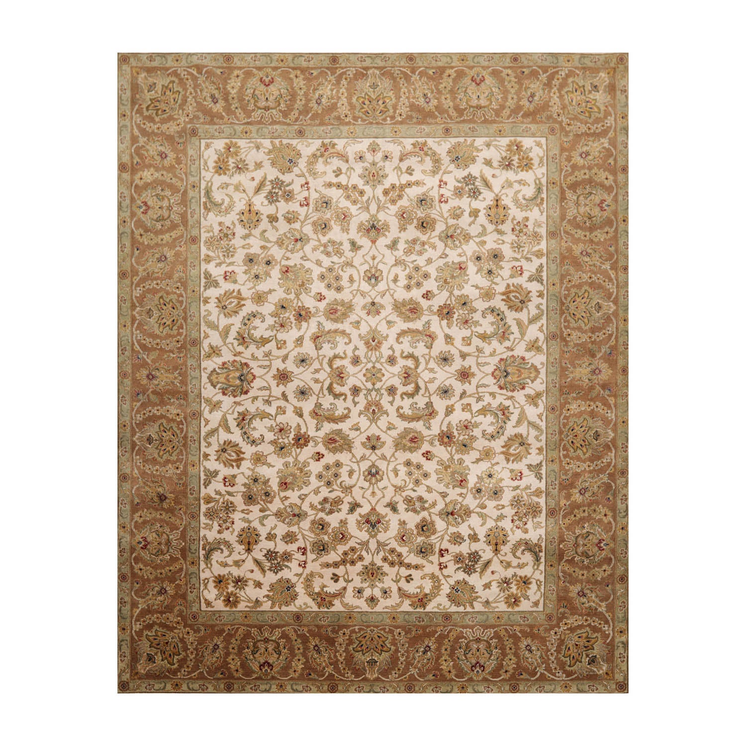 8x10 Beige, Brown, Sage Color Hand Knotted All-Over 100% Wool Traditional-Persian/Oriental Oriental Rug