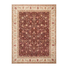 8x10 Burgundy, Ivory, Tan Color Hand Knotted All-Over 100% Wool Traditional-Persian/Oriental Oriental Rug