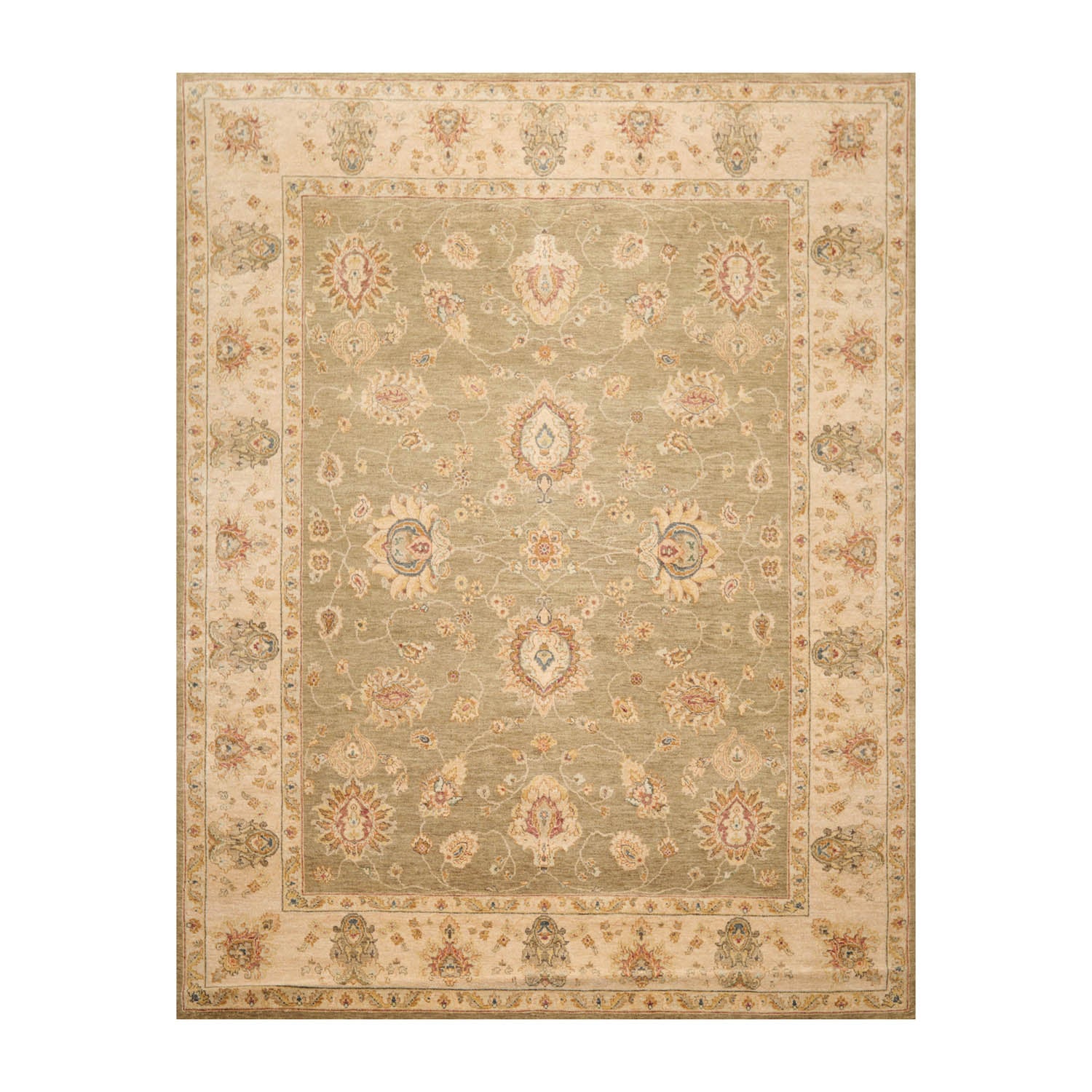 8x10 Pistacchio, Beige, Rust Color Hand Knotted All-Over 100% Wool Traditional-Persian/Oriental Oriental Rug