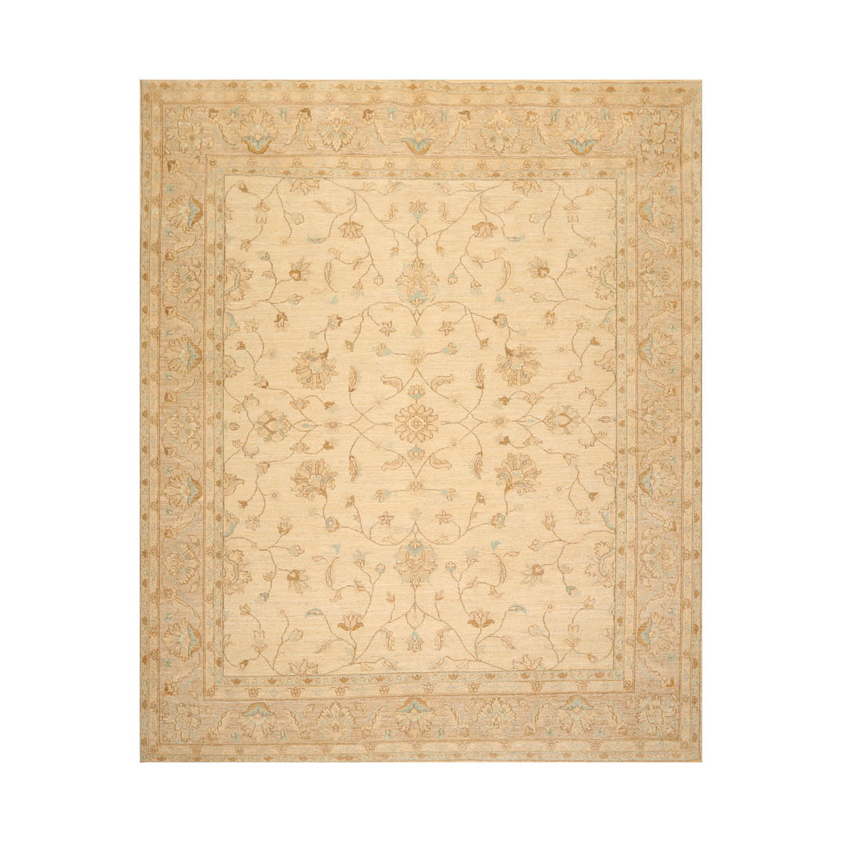 8x10 Beige, Taupe, Tan Color Hand Knotted All-Over 100% Wool Traditional-Persian/Oriental Oriental Rug