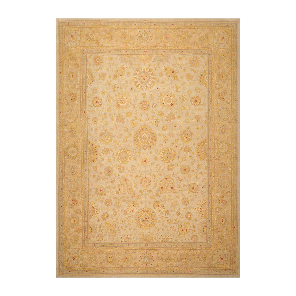 9x12 Tan, Gold, Beige Color Hand Knotted All-Over 100% Wool Traditional-Persian/Oriental Oriental Rug