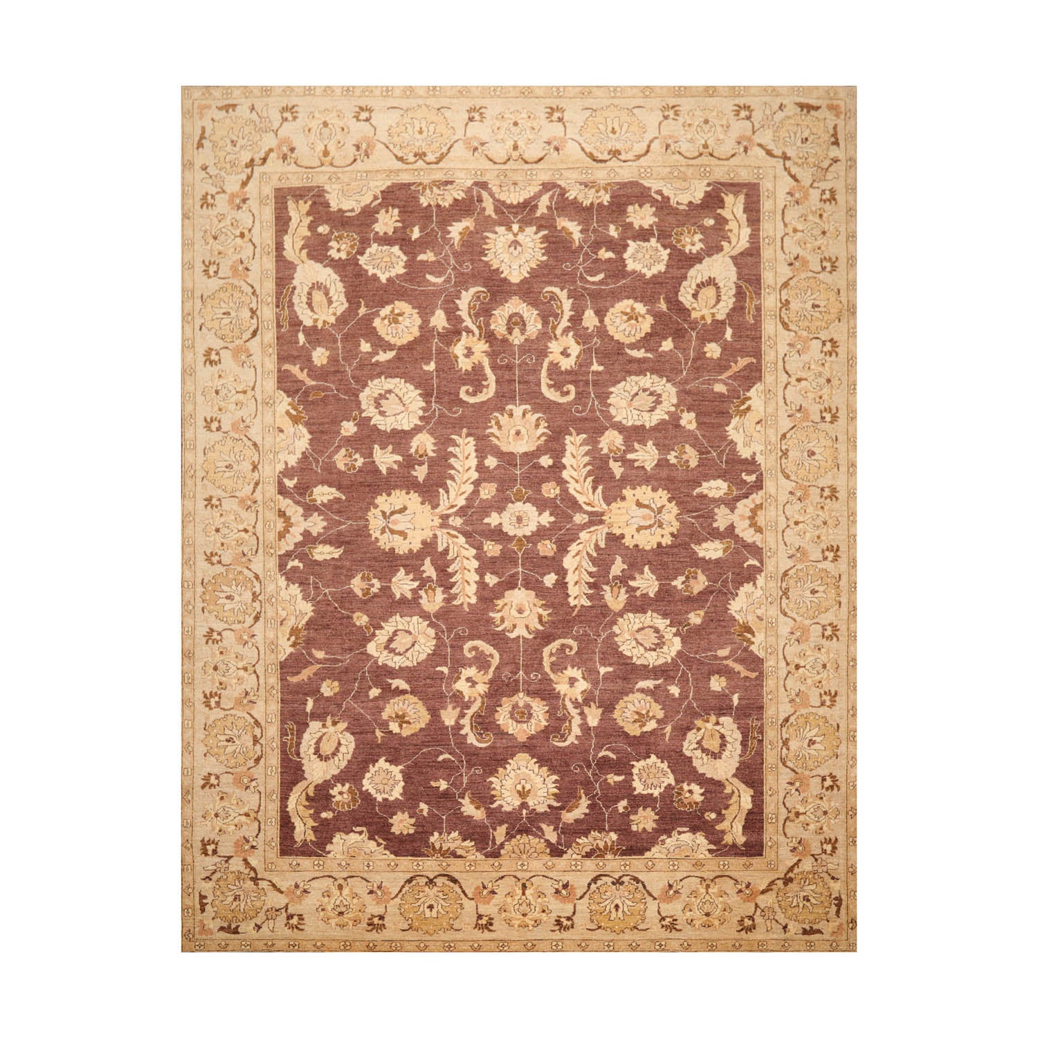 9x12 Brown, Beige, Tan Color Hand Knotted All-Over 100% Wool Traditional-Persian/Oriental Oriental Rug
