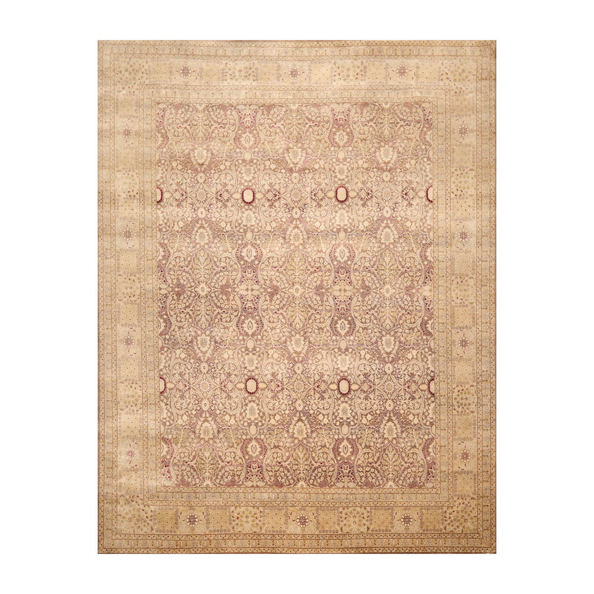 8x10 Brown, Tan, Gold Color Hand Knotted All-Over 100% Wool Traditional-Persian/Oriental Oriental Rug