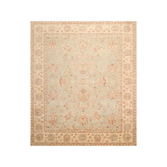 8x10 Aqua, Beige, Tan Color Hand Knotted All-Over 100% Wool Traditional-Persian/Oriental Oriental Rug