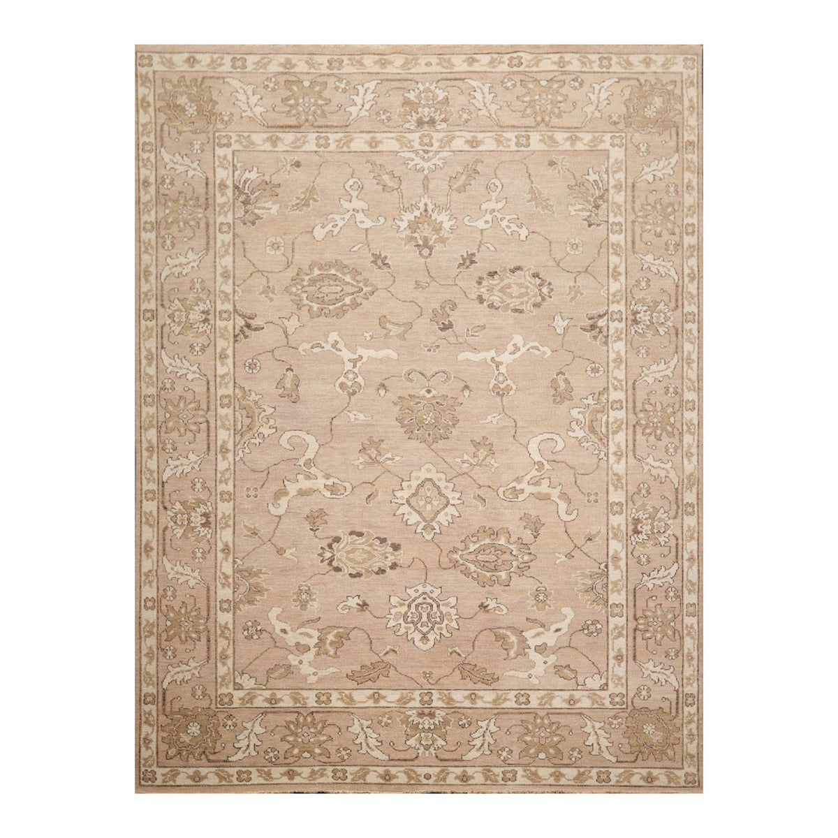 8x10 Taupe, Camel, Brown Color Hand Knotted All-Over 100% Wool Traditional Oriental Rug
