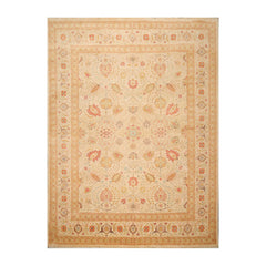 9x12 Beige, Gold, Tan Color Hand Knotted All-Over 100% Wool Traditional-Persian/Oriental Oriental Rug