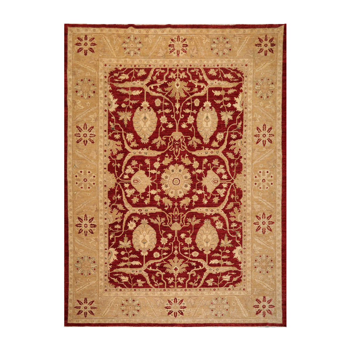 9x12 Rusty Red, Gold, Tan Color Hand Knotted All-Over 100% Wool Traditional Oriental Rug