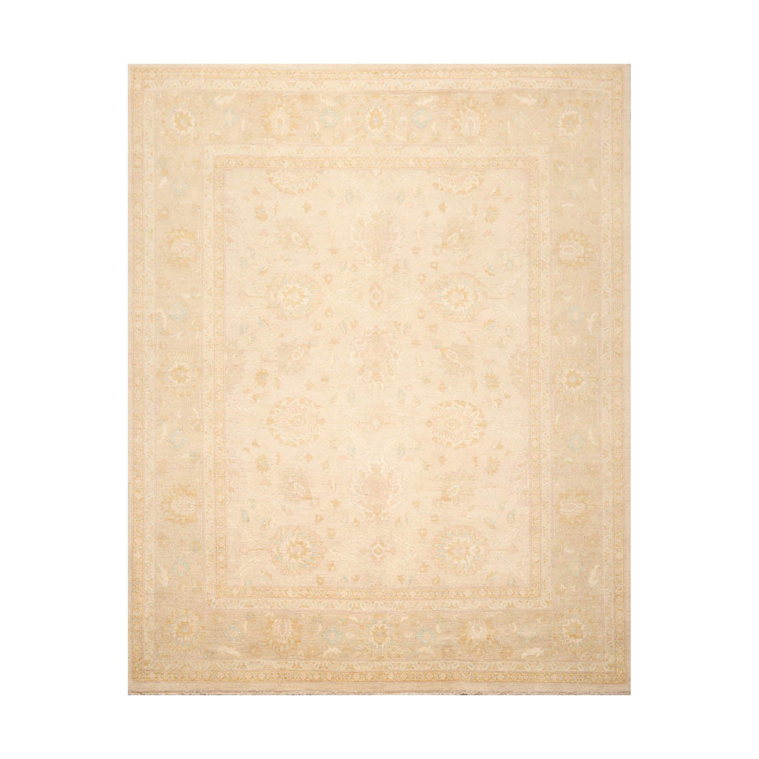 8x10 Muted Earth Tones, Beige, Gray Color Hand Knotted All-Over 100% Wool Traditional Oriental Rug