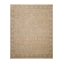 8x10 Gray, Slate, Gold Color Hand Knotted All-Over 100% Wool Traditional Oriental Rug