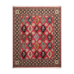 8x10 Pink, Aqua, Beige Color Hand Knotted All-Over 100% Wool Traditional-Persian/Oriental Oriental Rug