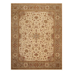 9x12 Beige, Gray, Brown Color Hand Knotted All-Over 100% Wool Traditional Oriental Rug