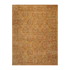 9x12 Gold, Sage, Beige Color Hand Knotted All-Over 100% Wool Transitional Oriental Rug