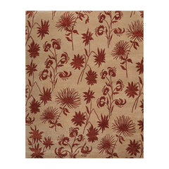 8x10 Tan, Rust, Color Hand Knotted All-Over 100% Wool Transitional Oriental Rug