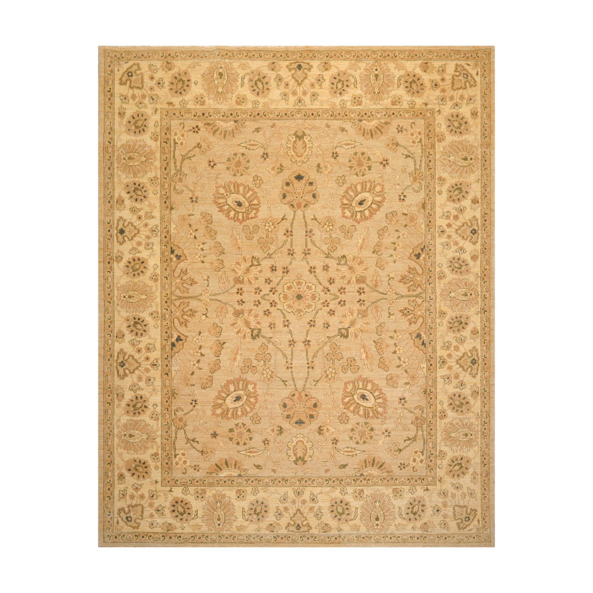 8x10 Tan, Beige, Gold Color Hand Knotted All-Over 100% Wool Traditional-Persian/Oriental Oriental Rug