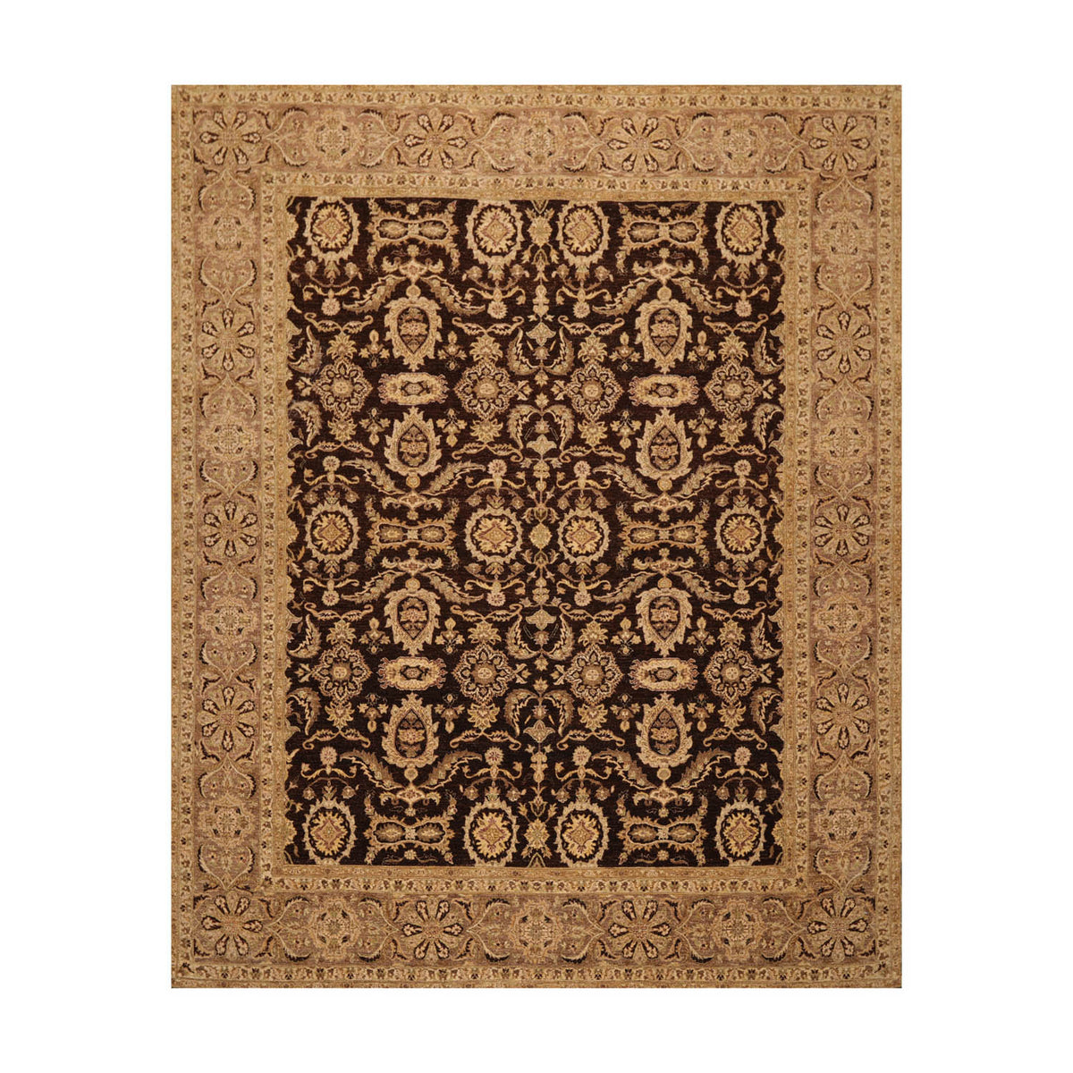 8x10 Brown, Brown, Beige Color Hand Knotted All-Over 100% Wool Traditional-Persian/Oriental Oriental Rug