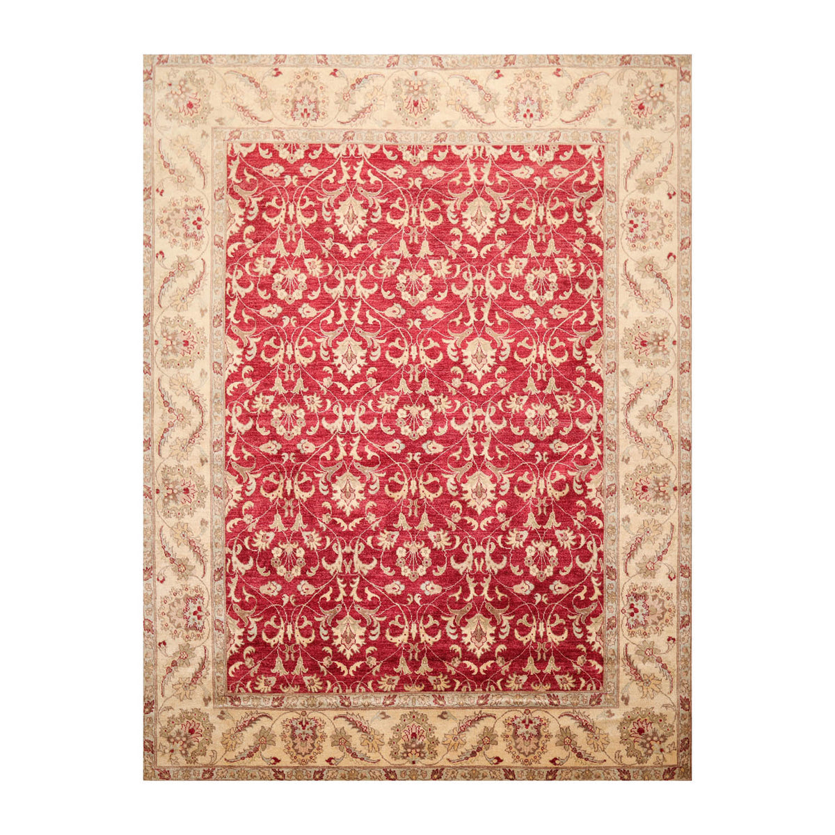 8x10 Pomegranate, Beige, Ivory Color Hand Knotted All-Over 100% Wool Traditional-Persian/Oriental Oriental Rug