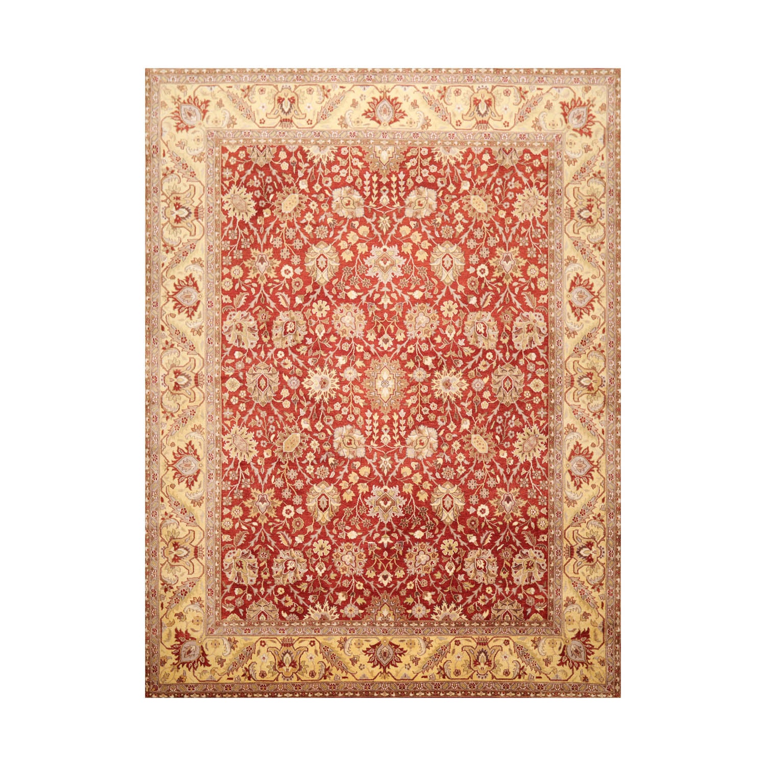 8x10 Rusty Red, Ivory, Gray Color Hand Knotted All-Over 100% Wool Traditional-Persian/Oriental Oriental Rug