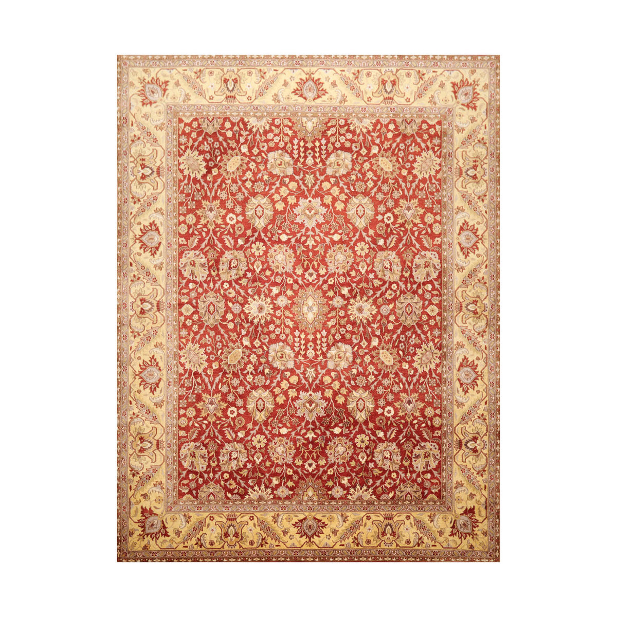 8x10 Rusty Red, Ivory, Gray Color Hand Knotted All-Over 100% Wool Traditional-Persian/Oriental Oriental Rug
