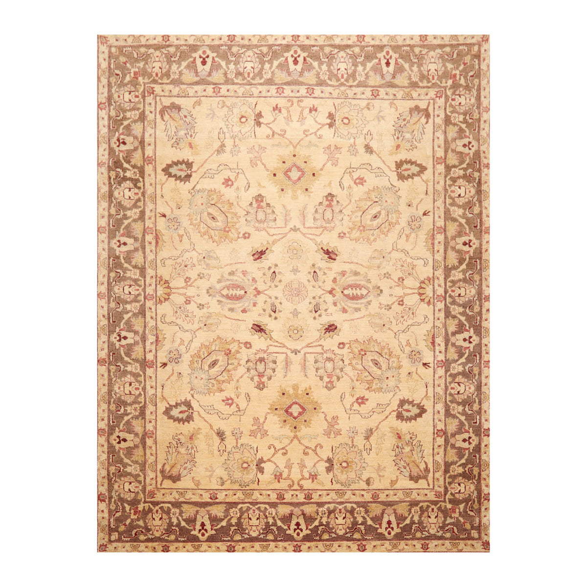 8x10 Beige, Brown, Rust Color Hand Knotted All-Over 100% Wool Traditional-Persian/Oriental Oriental Rug