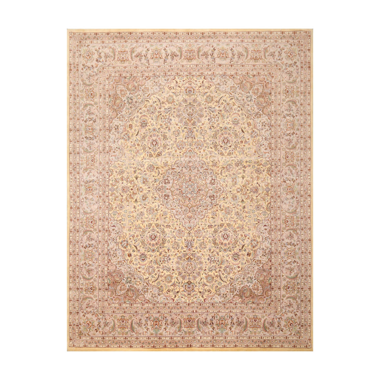 8x10 Ivory, Taupe, Tan Color Hand Knotted All-Over 100% Wool Traditional-Persian/Oriental Oriental Rug
