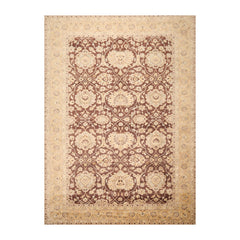 9x12 Brown, Caramel, Beige Color Hand Knotted All-Over 100% Wool Traditional Oriental Rug