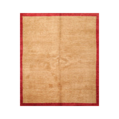 Square Gold, Red, Color Hand Knotted All-Over 100% Wool Modern Oriental Rug