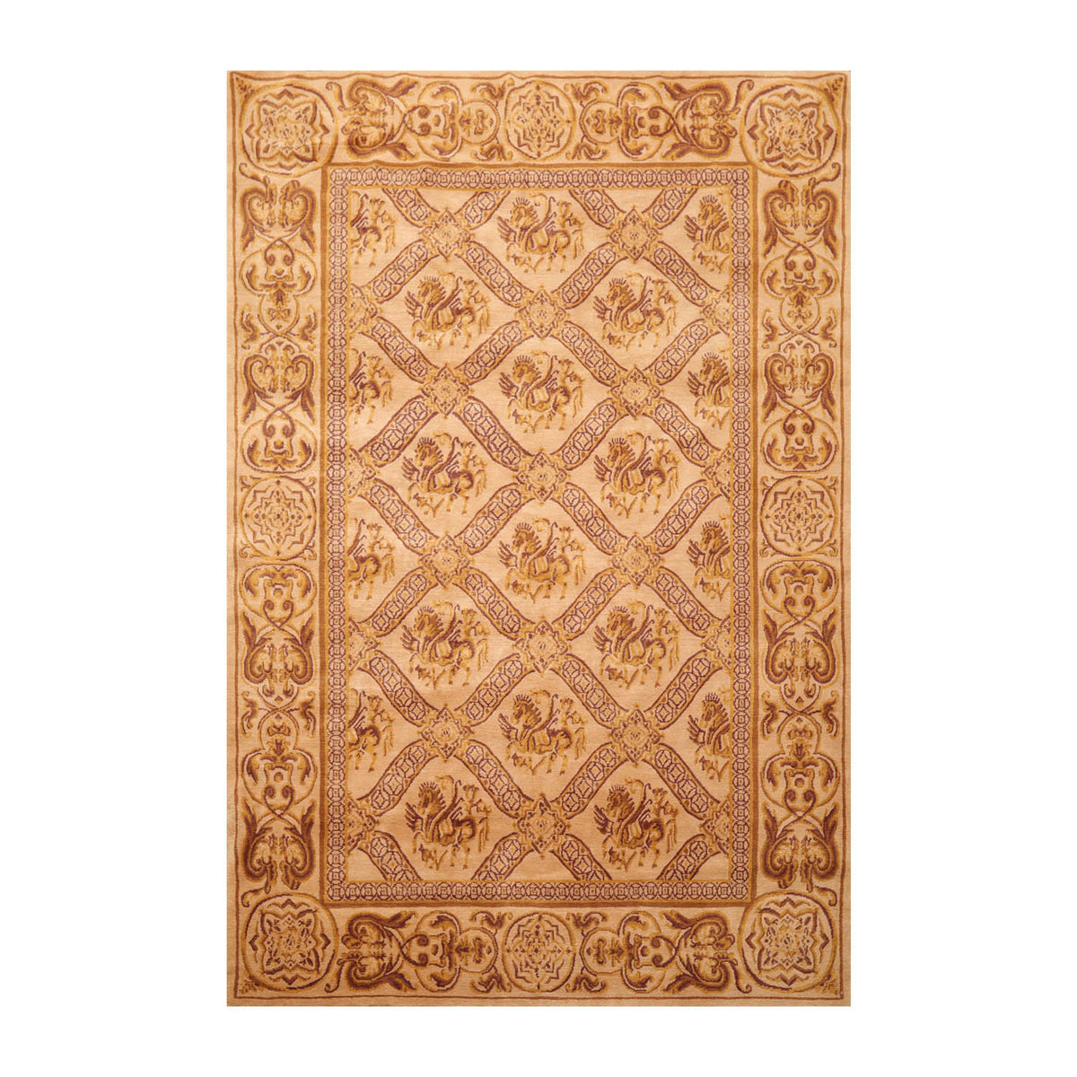 5x8 Caramel, Gold, Brown Color Hand Knotted All-Over 100% Wool Traditional Oriental Rug