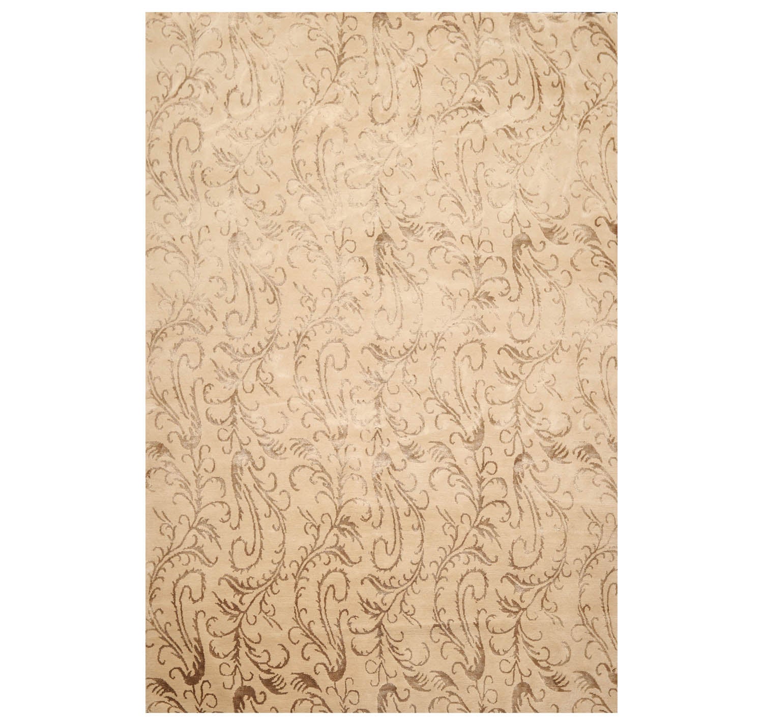 6x9 Beige, Brown, Color Hand Knotted All-Over 100% Wool Transitional Oriental Rug