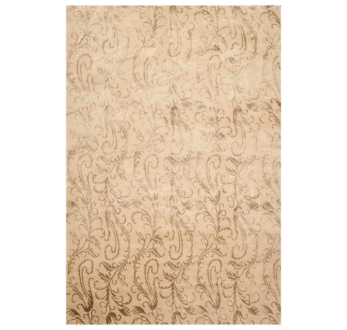 6x9 Beige, Brown, Color Hand Knotted All-Over 100% Wool Transitional Oriental Rug