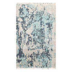 3x5 Beige, Gray, Aqua Color Hand Knotted All-Over 100% Wool Modern Oriental Rug