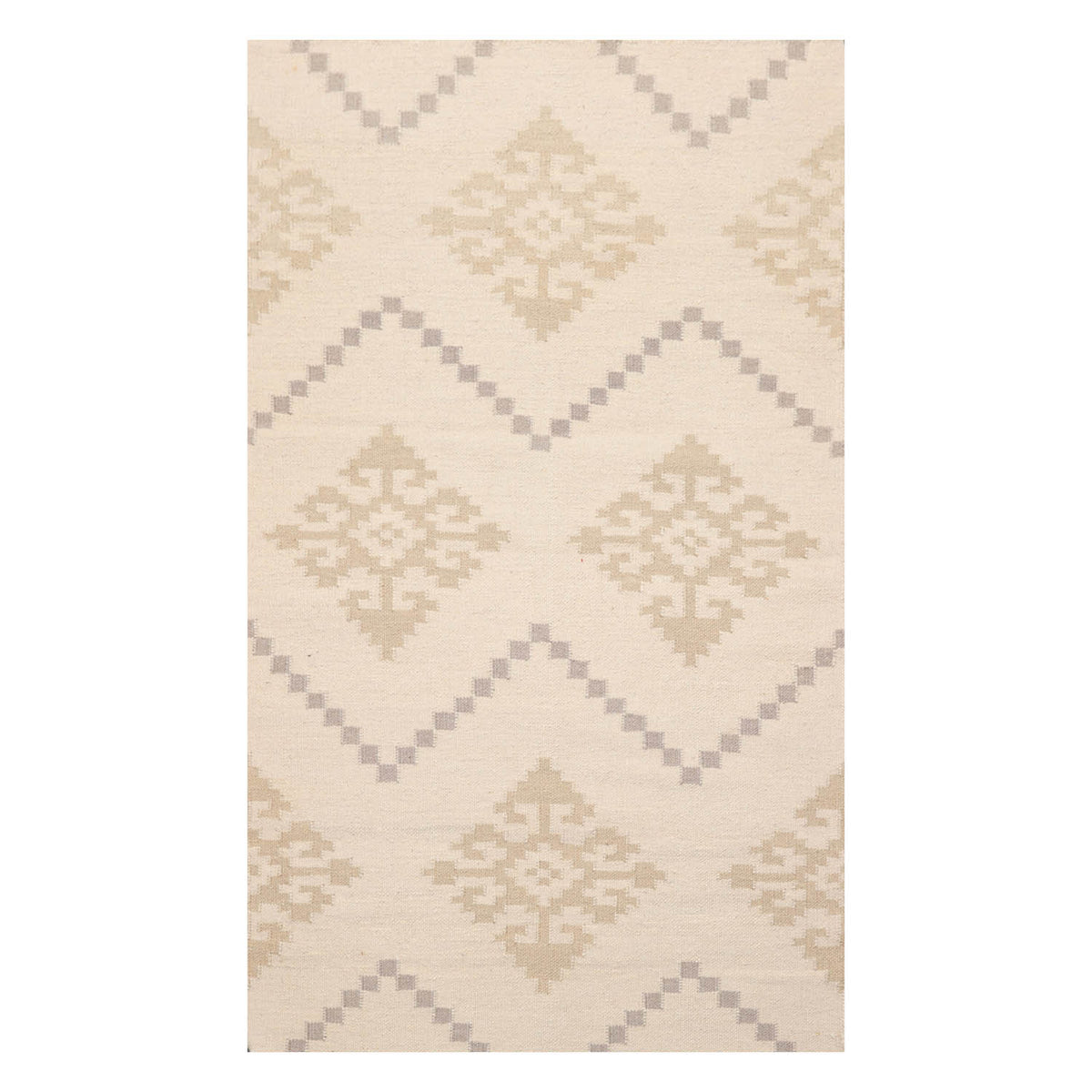 3x5 Beige, Gray, Color Hand Knotted All-Over 100% Wool Modern Oriental Rug