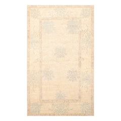 4x6 Beige, Taupe, Slate Color Hand Knotted Floral 100% Wool Transitional Oriental Rug
