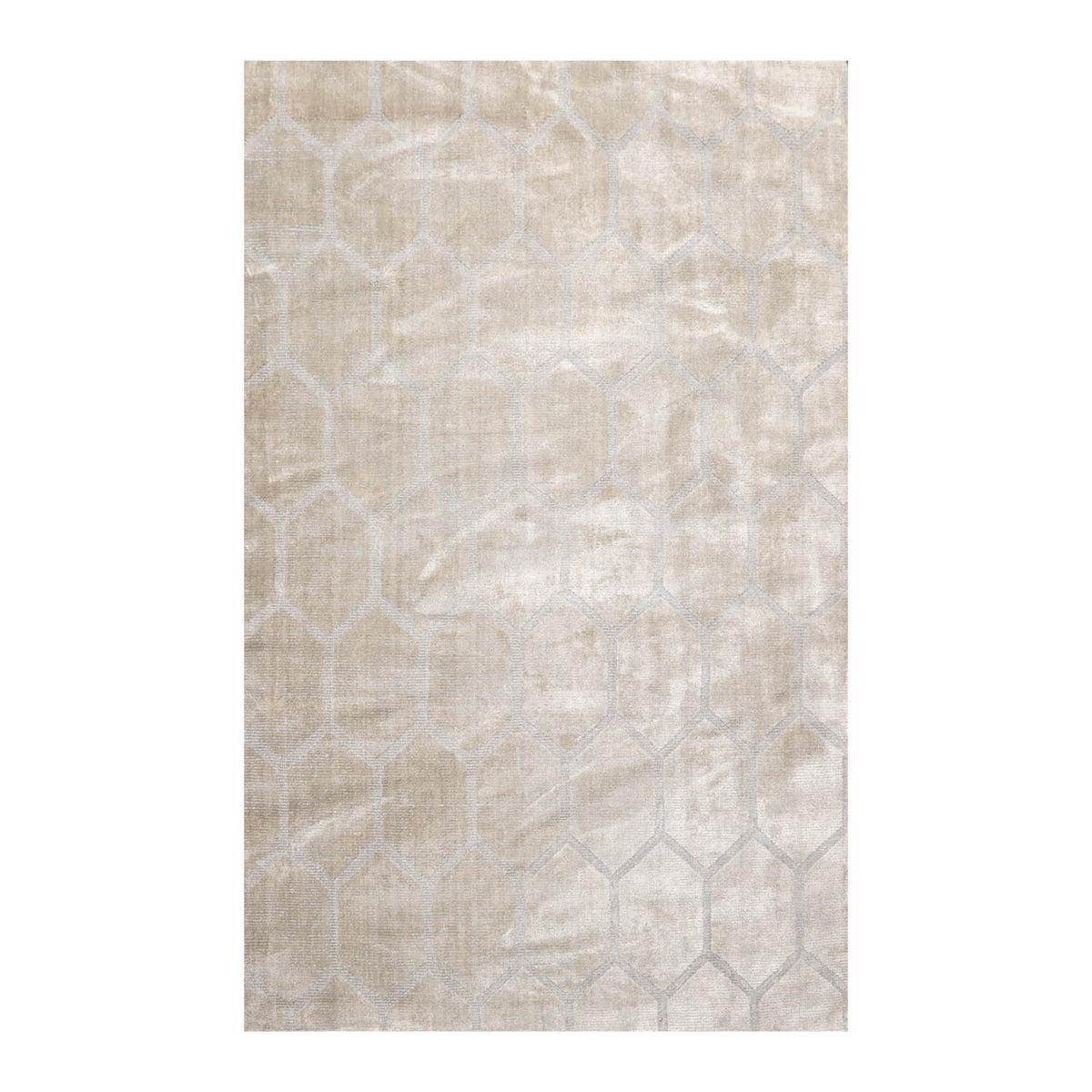 5x7 Gray, , Color Hand Knotted All-Over 100% Viscose Modern Oriental Rug