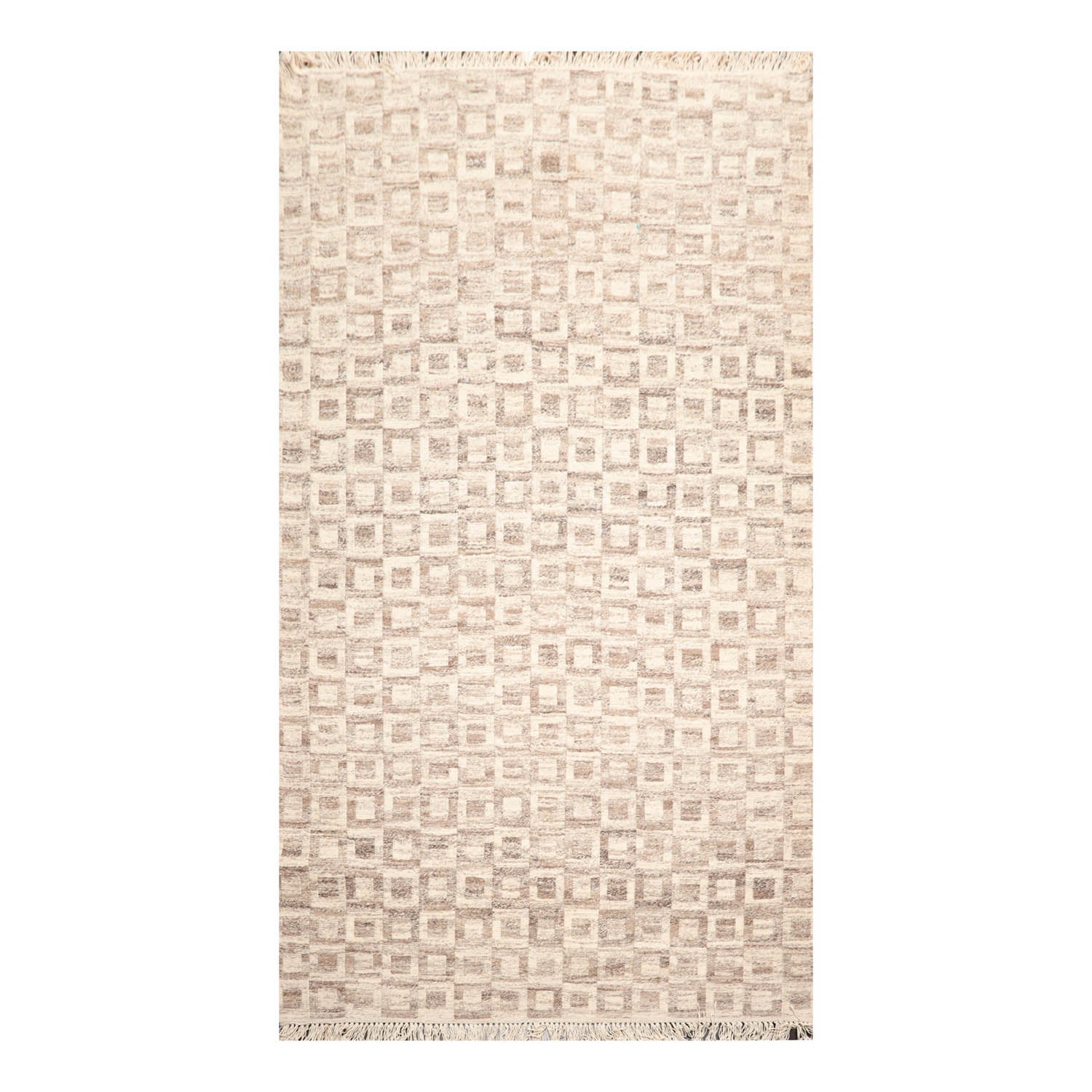 5x8 Beige, Brown, Color Hand Knotted All-Over 100% Wool Modern Oriental Rug