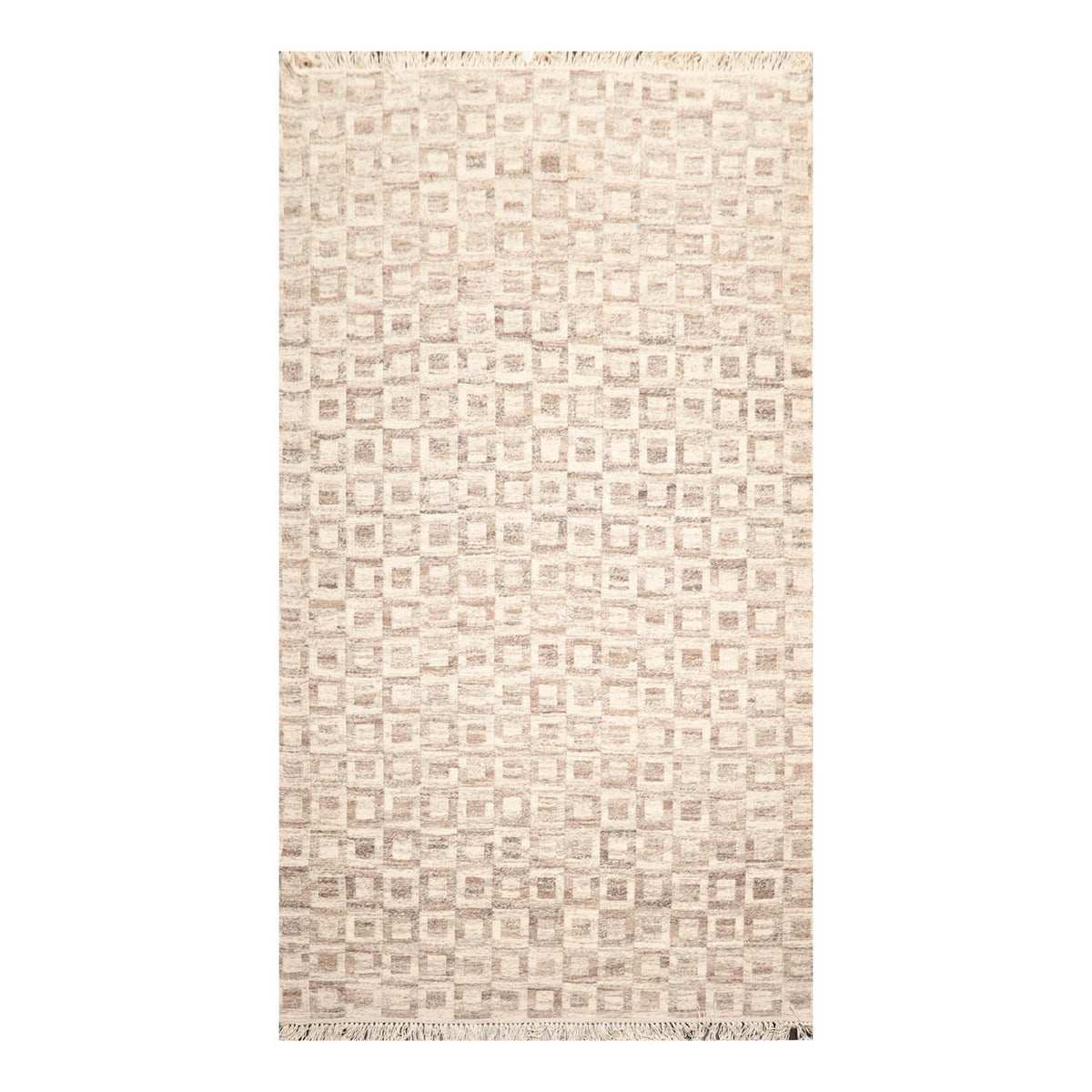 5x8 Beige, Brown, Color Hand Knotted All-Over 100% Wool Modern Oriental Rug