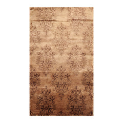 5x8 Tan, Brown, Color Hand Knotted All-Over 100% Wool Transitional Oriental Rug