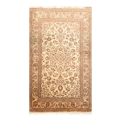 3x5 Caramel, Brown, Aqua Color Hand Knotted All-Over 100% Wool Traditional Oriental Rug