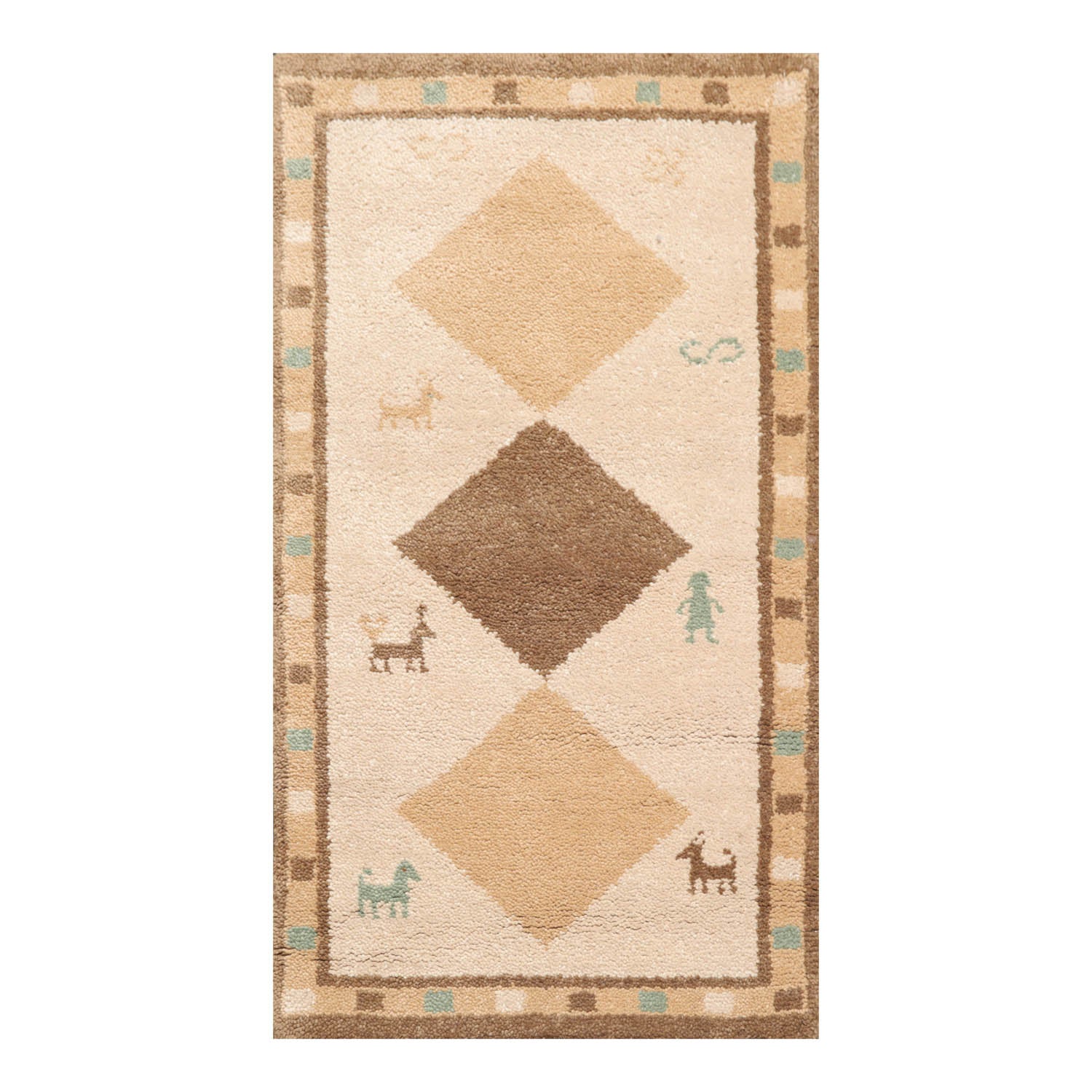3x5 Beige, Brown, Caramel Color Hand Knotted All-Over 100% Wool Modren Oriental Rug