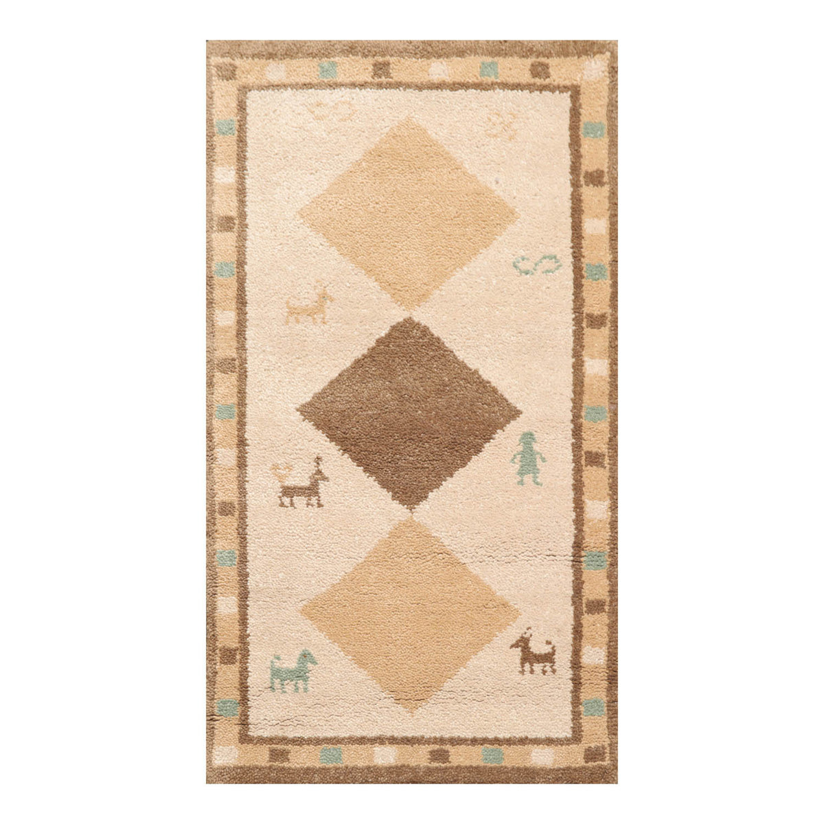 3x5 Beige, Brown, Caramel Color Hand Knotted All-Over 100% Wool Modren Oriental Rug