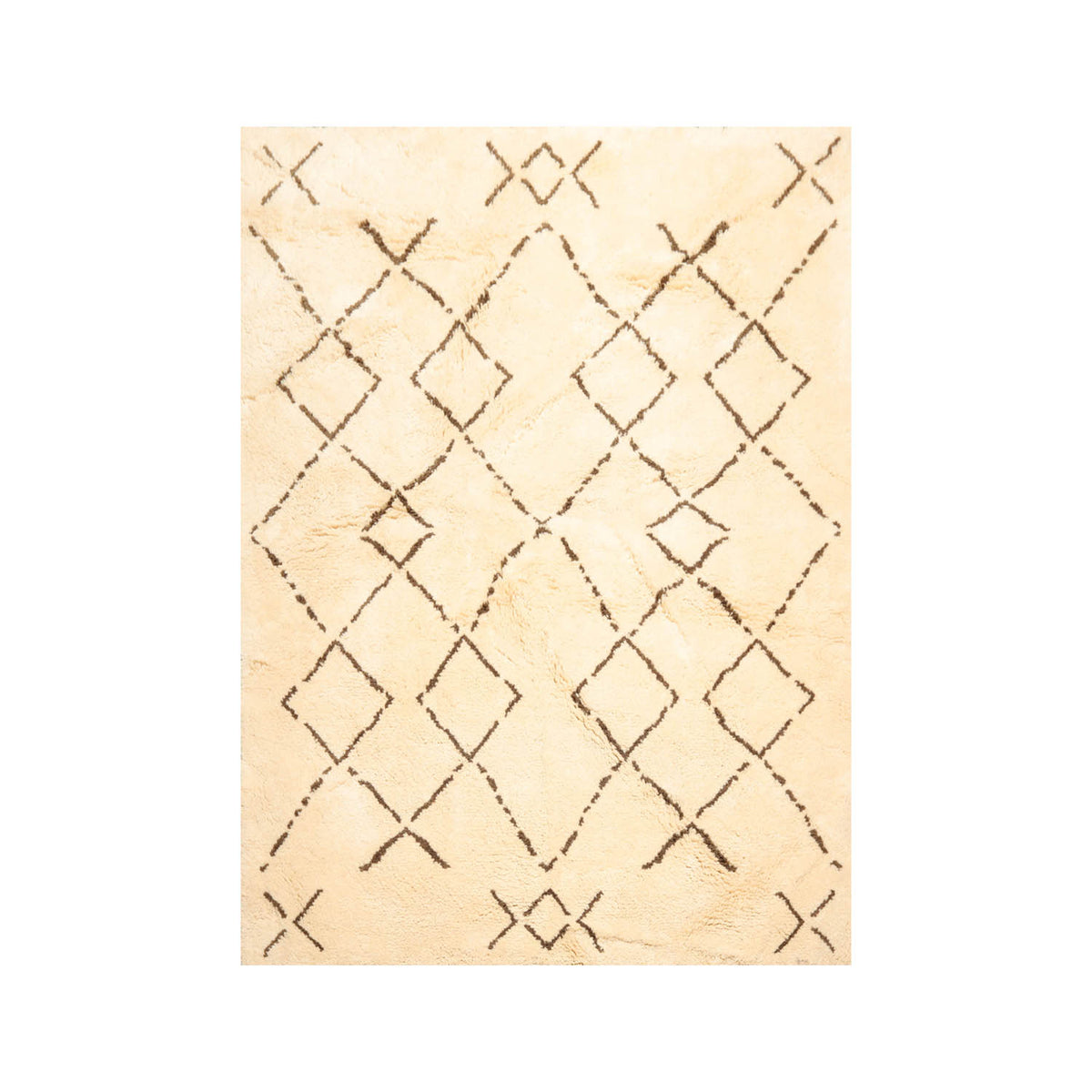 6x9 Ivory, Brown, Color Hand Woven All-Over 100% Wool Traditional Oriental Rug