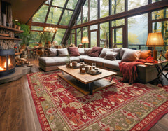 8x10 Red Sage Tan Color Hand Tufted William Morris 100% Wool Arts & Crafts Oriental Rug