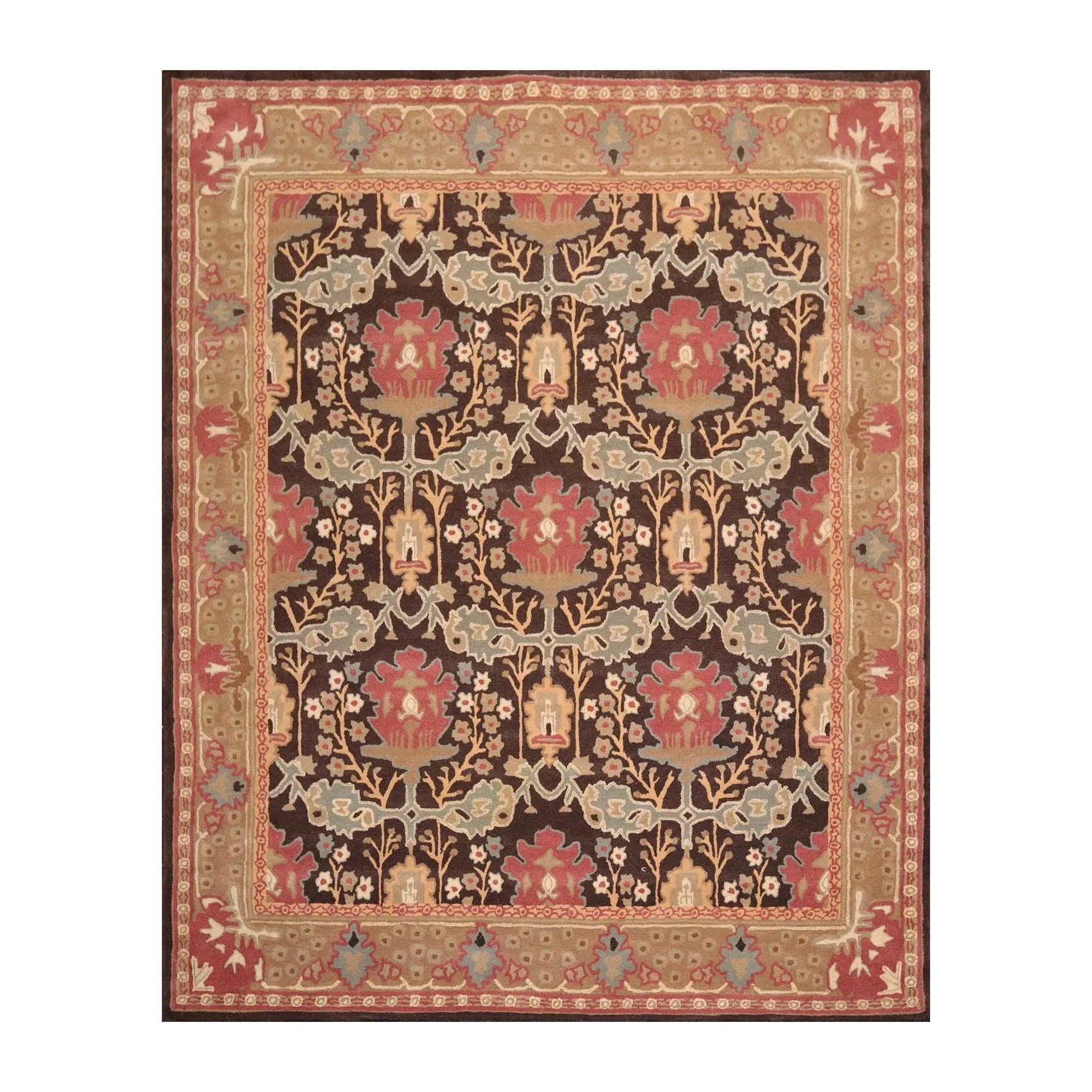 Multi Color Multi Size Hand Tufted Hand Made 100% Wool William Morris Arts & Crafts Oriental Area Rug Rusty Red,Sage Color
