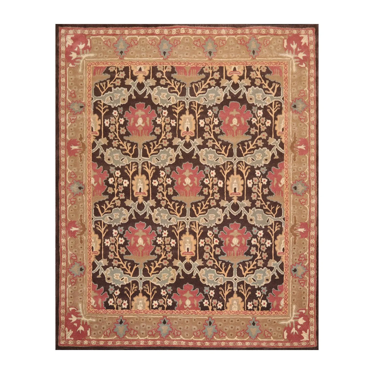 Multi Color Multi Size Hand Tufted Hand Made 100% Wool William Morris Arts & Crafts Oriental Area Rug Rusty Red,Sage Color