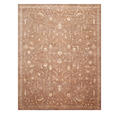 8x10 Brown, Gray, Beige Color Machine Made Erased Pattern 100% Wool Transitional Oriental Rug