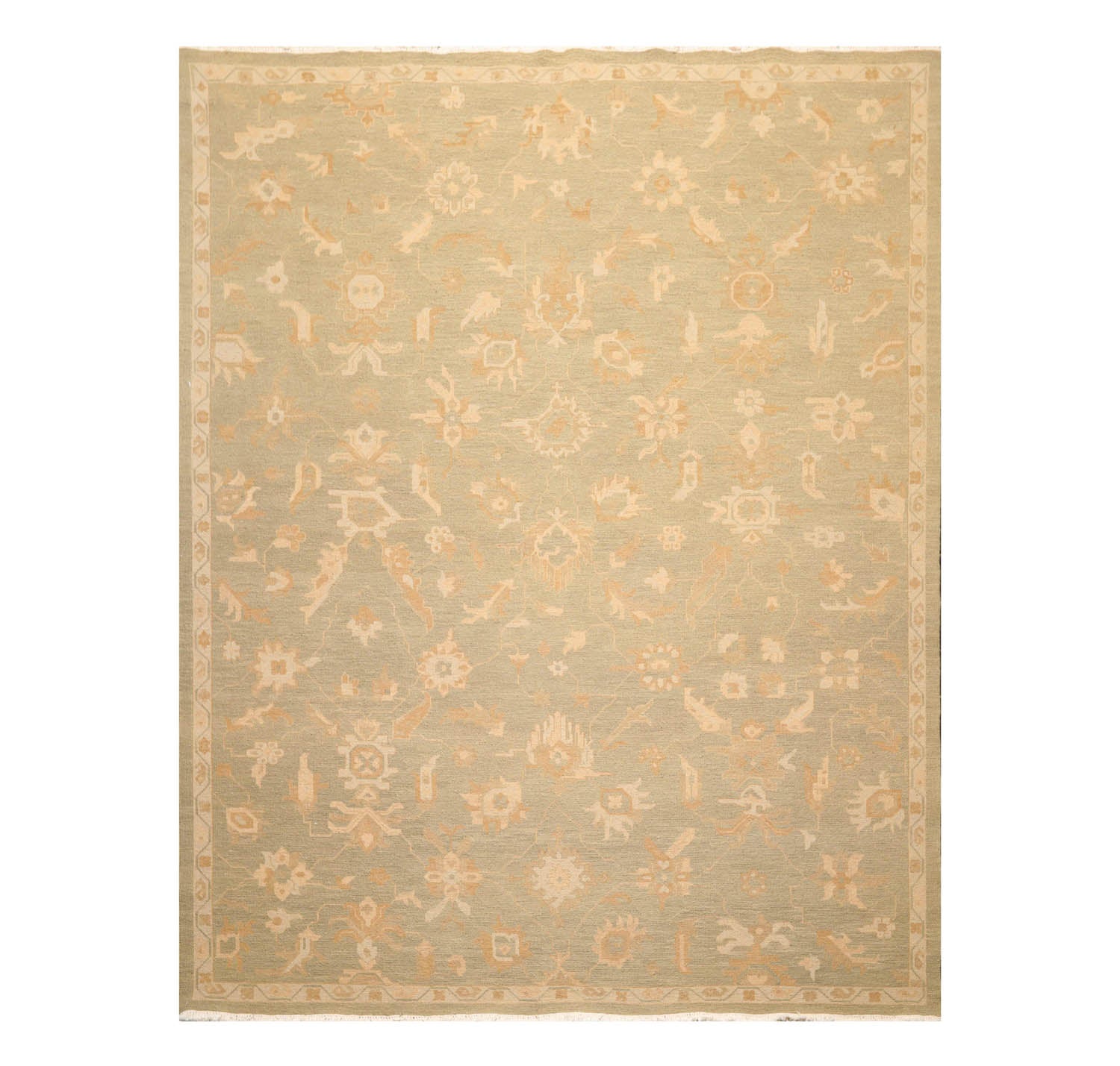 8x10 Sage, Beige, Caramel Color Hand Knotted All-Over 100% Wool Traditional-Persian/Oriental Oriental Rug
