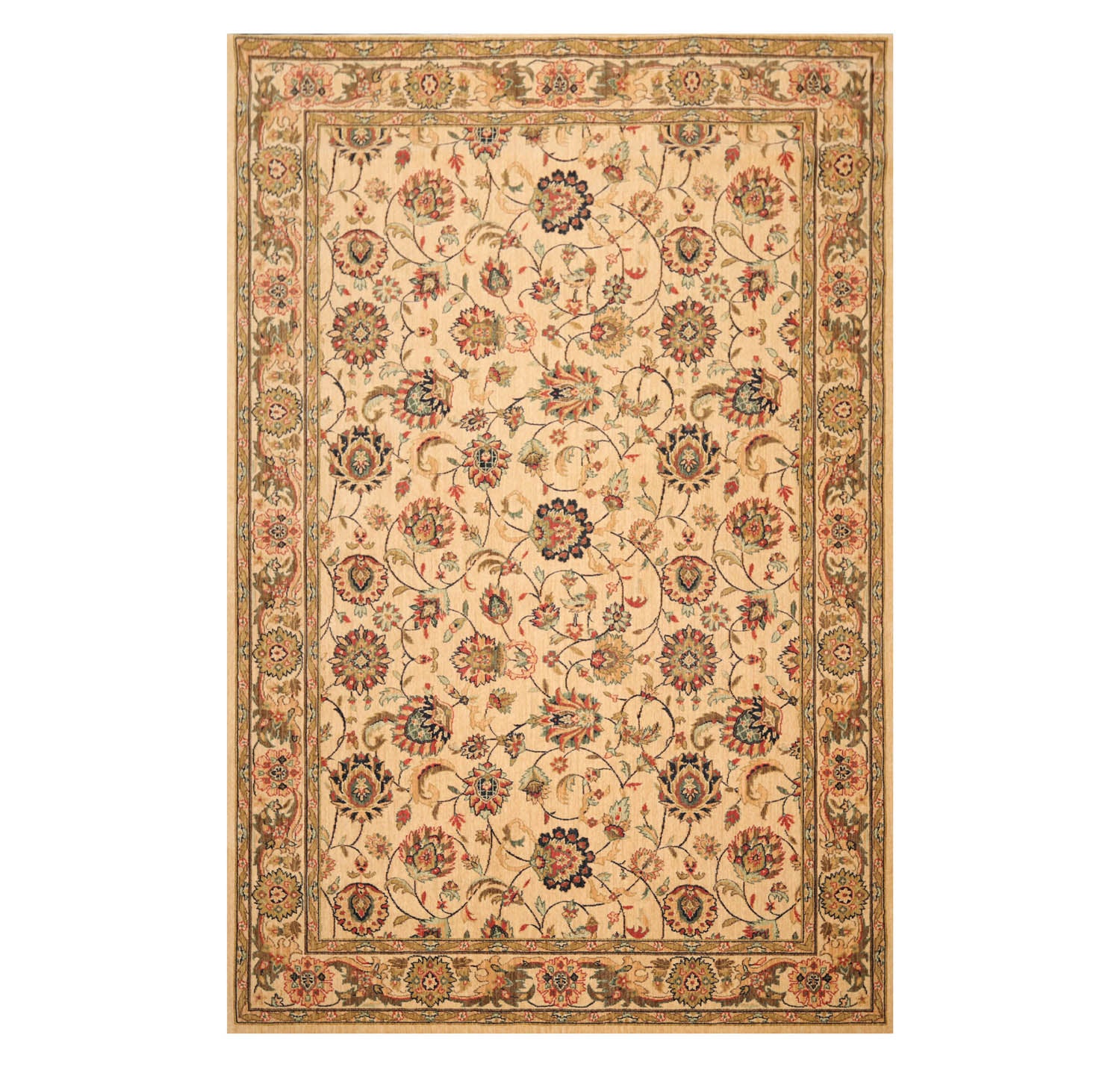 8x10 Caramel, Black, Rust Color Machine Made All-Over 100% Wool Traditional Oriental Rug